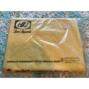 Lady Pepperell Vintage Flat Sheet Double / Full Yellow Permanent Press NEW